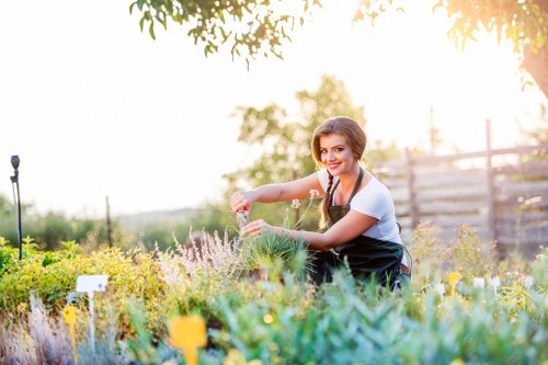 Gardener reviewing safety procedures before starting work